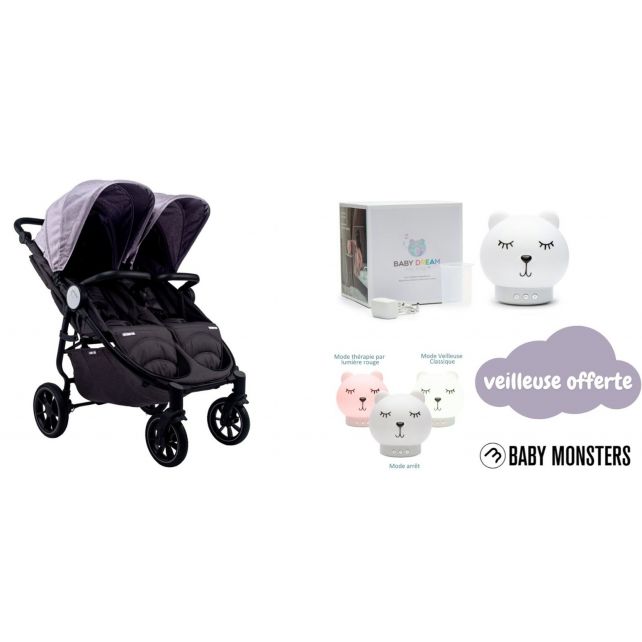 Poussette Double Baby Monsters Easy Twin 4 - Texas + veilleuse offerte