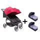 Pack Poussette Double Baby Monsters Easy Twin 3S - Bordeaux + 2 Nacelles
